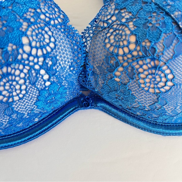 Victoria’s Secret Blue Lace Gorgeous Push Up Sexy Little Things Bra Sz 34 B - Picture 2 of 6
